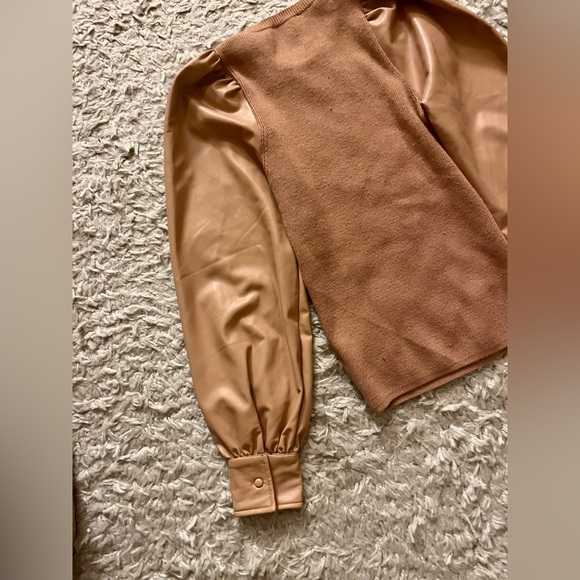 Express Sweater with Faux Leather Sleeves - Picture 4 of 5